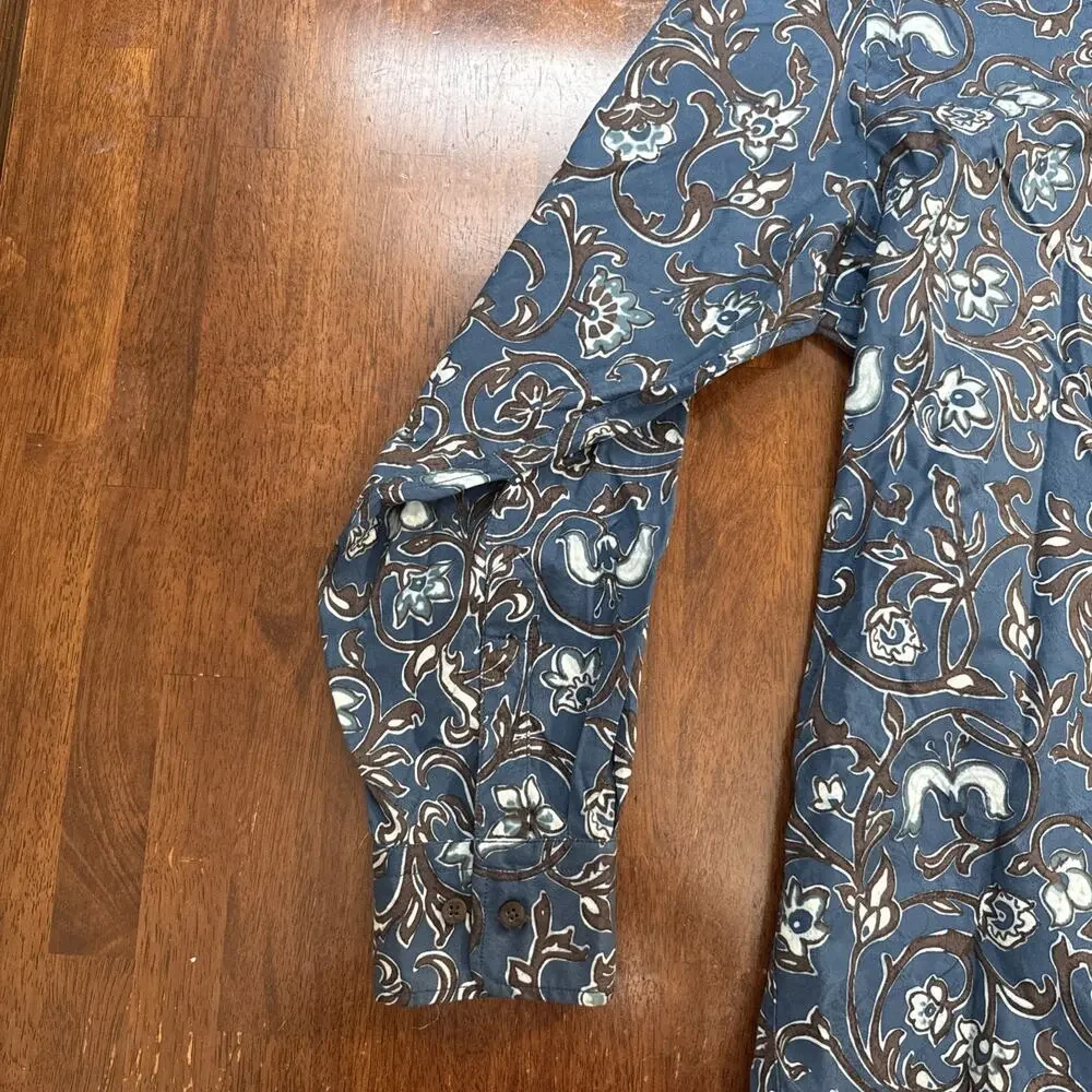 Tommy‎ Bahama Blue Floral Long Sleeve Button Shirt Men's XXL